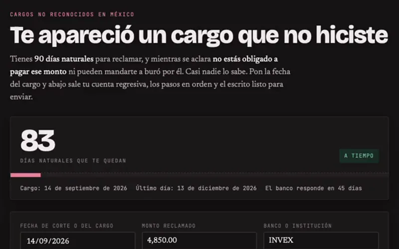 Herramienta de Marco para reclamar cargos no reconocidos
